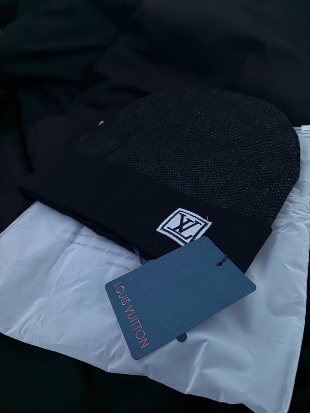 Louis Vuitton Black Knit Beanie with LV Patch - Picture 2 of 4